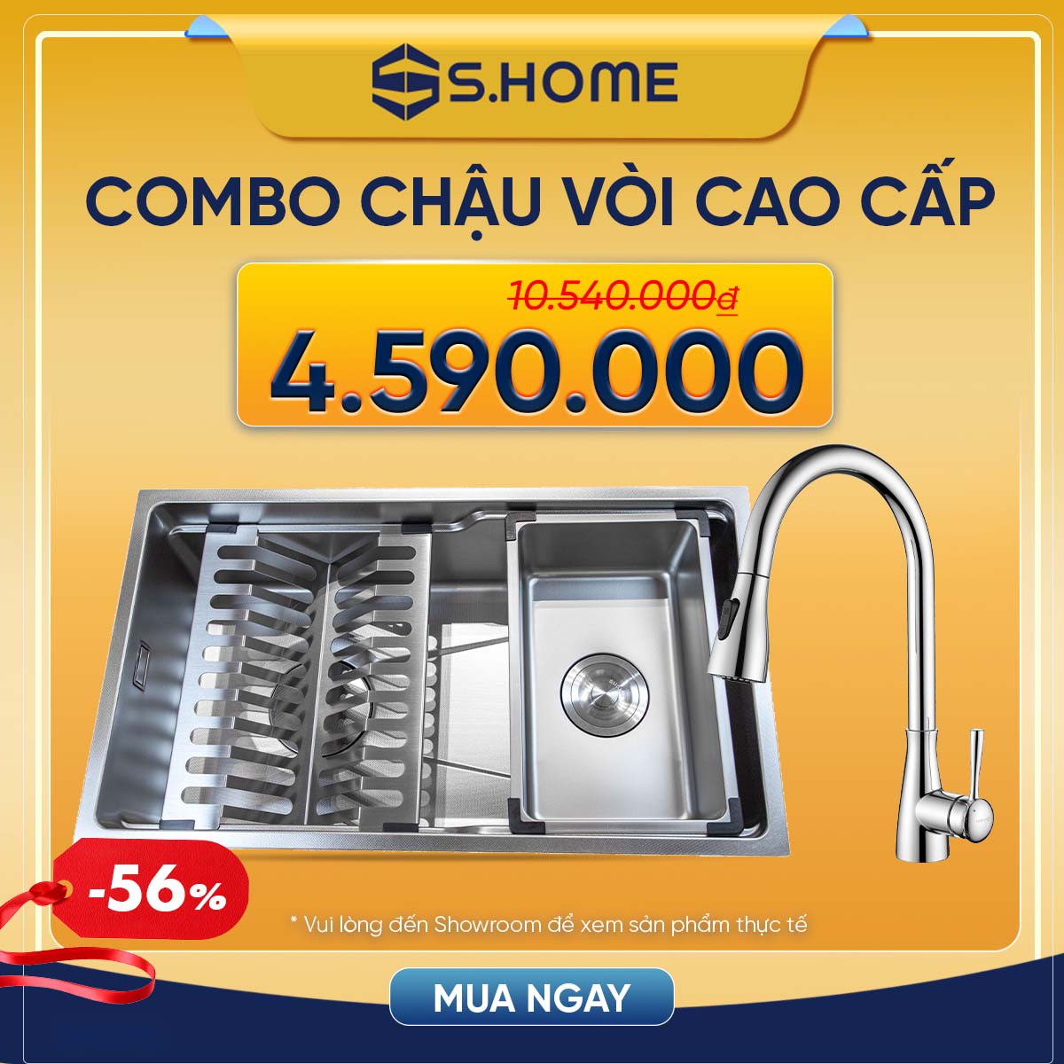 Combo chậu âm vòi rút giá chỉ 4590k